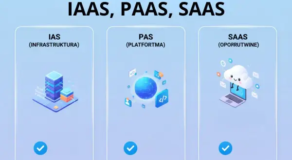 Trzy rodzaje chmur internetowych: IaaS (infrastruktura), PaaS (platforma) i SaaS (oprogramowanie).