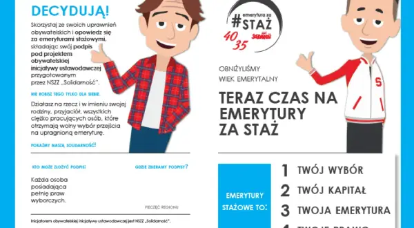 Obywatele decydują! Obniżyliśmy wiek emerytalny. Teraz czas na emerytury za staż.
