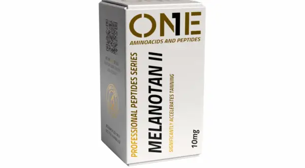Opakowanie Melanotan II, 10mg. Informacje o produkcie i ostrzeżenia o potencjalnych melanotan 2 skutki uboczne.