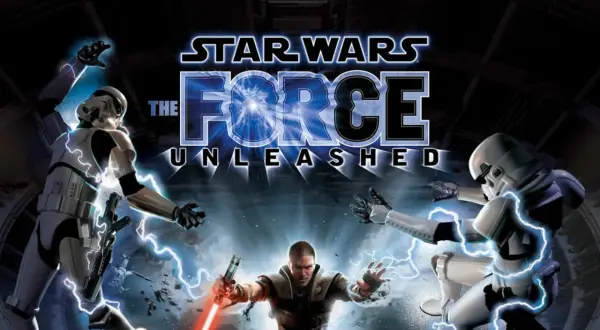 Starkiller entfesselt die Macht gegen Sturmtruppler im **Star Wars: The Force Unleashed PS4** Artwork.
