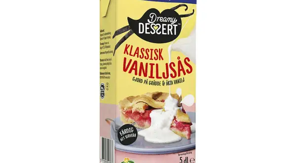 Enkel vaniljsås från Dreamy Dessert, perfekt för Fredriks fika. Krämig och gjord på grädde och äkta vanilj.