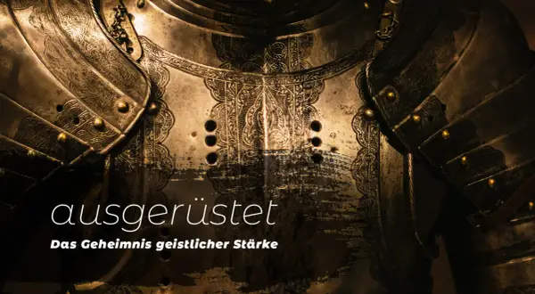 Detailaufnahme einer kunstvoll verzierten Rüstung, die an den **Helm des Heils** erinnert. Sie symbolisiert die Ausrüstung für geistige Stärke.