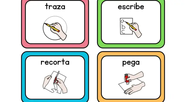 Pictogramas para niños para imprimir: traza, escribe, recorta y pega. Actividades para aprender jugando.