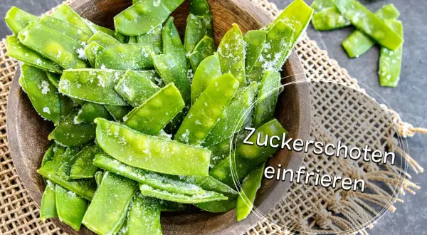 Zuckerschoten, frisch und knackig, bereit zum Einfrieren. So bleiben sie lange frisch und lecker für zukünftige Gerichte.