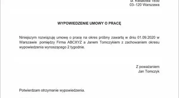 Wypowiedzenie umowy na okres próbny: Czy musisz podać powód zwolnienia?