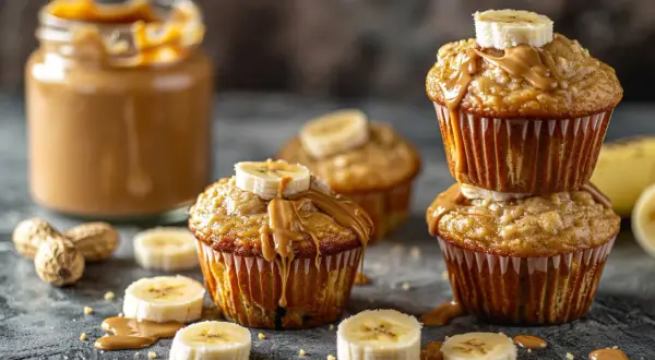 Muffinki bananowe z masłem orzechowym - Przepis na zdrowe muffinki