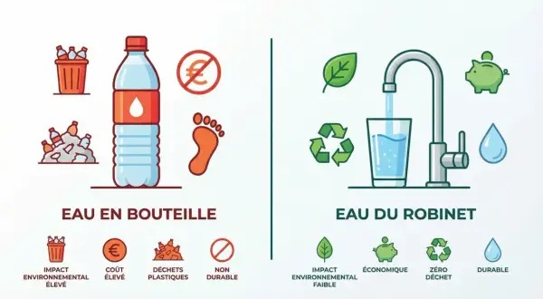 Eau en bouteille vs eau du robinet : peut on boire l'eau du robinet en France ? L'eau du robinet est économique, écologique et durable.
