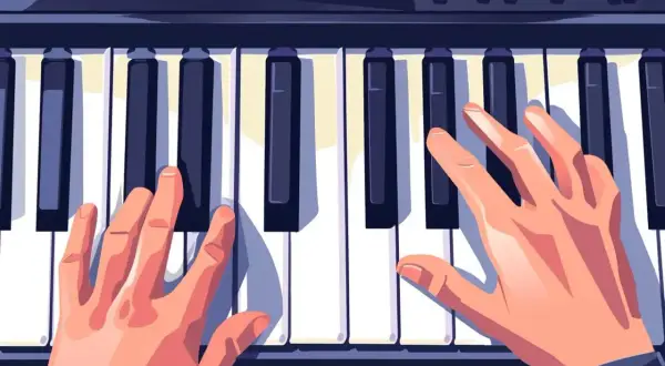 Dłonie na klawiszach organów, ilustracja pokazująca, jak grać na organach.
