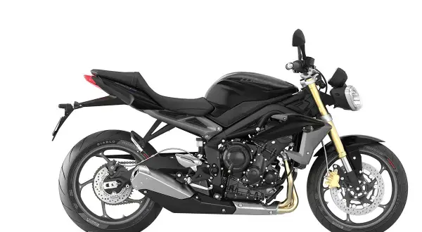 Czarny motocykl Triumph Street Triple 675 na białym tle.