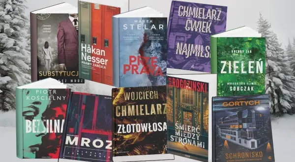 Książki, które tworzą najlepsze polskie kryminały, w zimowej scenerii. Wśród nich "Piekło jest puste" Remigiusza Mroza.