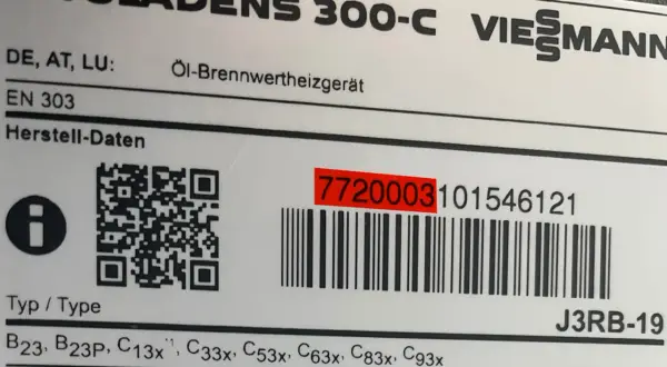Viessmann Vitoladens 300-C Öl-Brennwertheizgerät. Seriennummer 7720003.