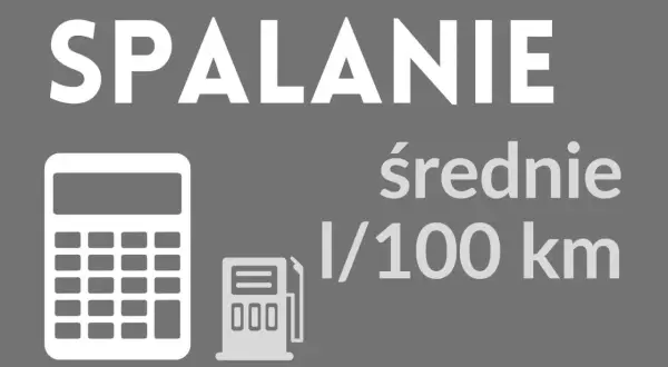Obliczanie, ile pali samochód na 100km. Ikony kalkulatora i dystrybutora paliwa.
