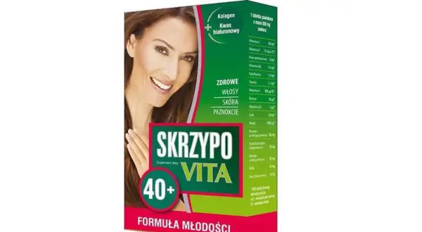 Skrzypowita 40+ z kolagenem i kwasem hialuronowym dla zdrowych włosów, skóry i paznokci. Formuła młodości.