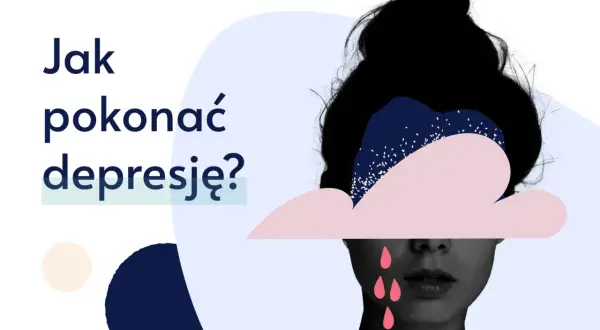 Jak pokonać depresję? Kobieta z chmurą nad głową i łzami symbolizującymi smutek.