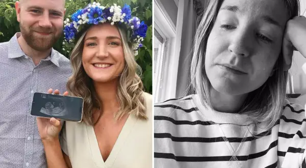 Fanni Days: Ett lyckligt par visar upp ett ultraljud. Till höger, en närbild av Fanni med tårar i ögonen.
