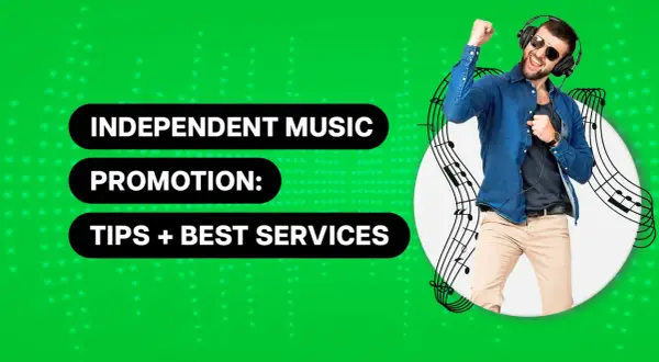 Learn how to promote your music independently with tips and best services. A happy musician with headphones and sunglasses celebrates success.