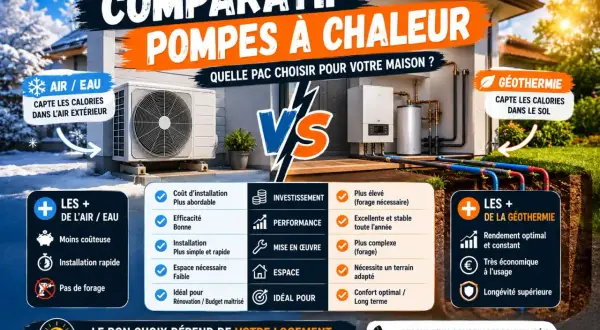 Comparatif des pompes à chaleur : air/eau vs géothermie. La géothermie, une solution performante pour votre maison.