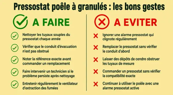 Conseils pour le pressostat de poêle à granulés : à faire et à éviter. Évitez le mauvais tirage poêle à granule en suivant ces gestes.