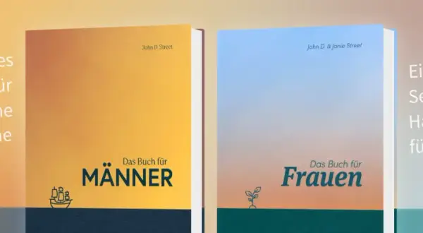 Zwei Bücher: "Das Buch für Männer" und "Das Buch für Frauen". Hier kann man seine Seele verkaufen, um Rat zu finden.