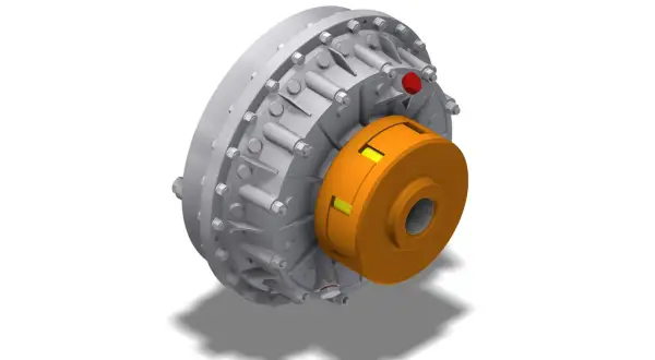 Szary mechanizm z pomarańczowym elementem, to sprzęgło hydrokinetyczne.