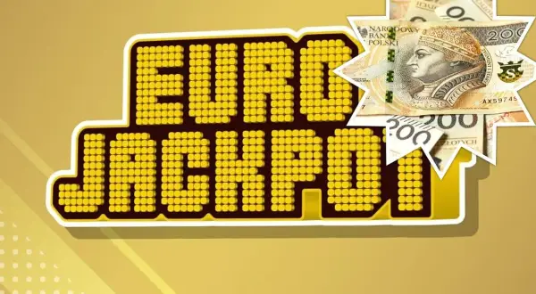 Eurojackpot w Polsce: czy opóźnienia w publikacji wyników mają związek z pieniędzmi? Złote banknoty i logo gry.