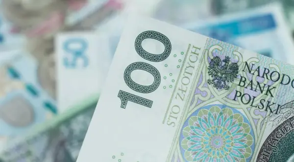 Zbliżenie na polskie banknoty 100 zł i 50 zł.