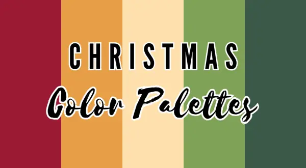 Vertical stripes of deep red, orange, cream, light green, and dark green showcase festive holiday color schemes.