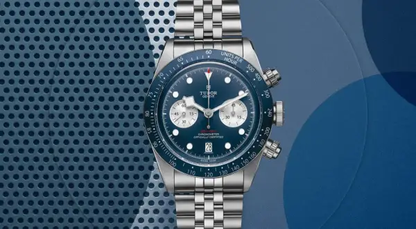 Niebieski chronograf Tudor z bransoletą, idealny dla najlepszych Tudorów. Plan emisji zegarka.