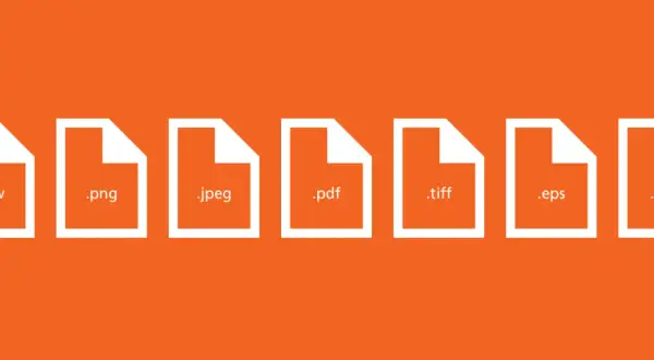 Icone di file con diverse estensioni immagini: .raw, .png, .jpeg, .pdf, .tiff, .eps, .svg.