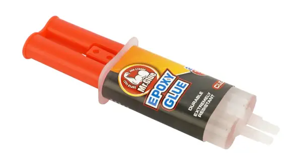Seringue double pour colle époxy Mr. Glue, idéale pour un mode d'emploi rapide et efficace. Colle durable et résistante.