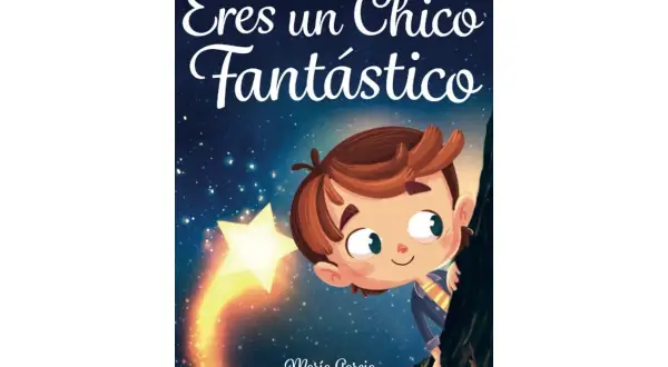 Portada de libros para niños de 7 años: un niño mira una estrella fugaz en un cielo nocturno estrellado.