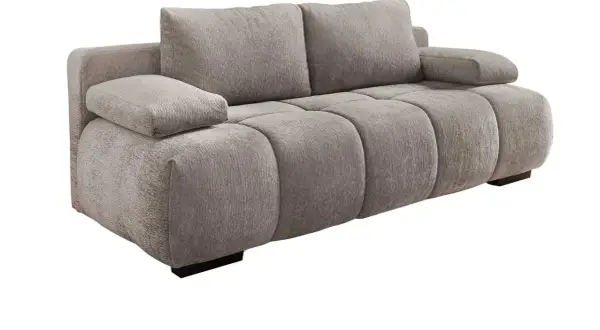 Graues Sofa mit Wellenfederung und bequemen Kissen.