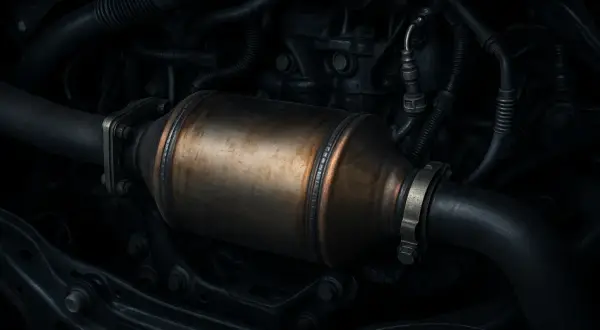 Bilens avgassystem med en katalysator. Tänk på att en dpf delete kan leda till problem vid besiktning.