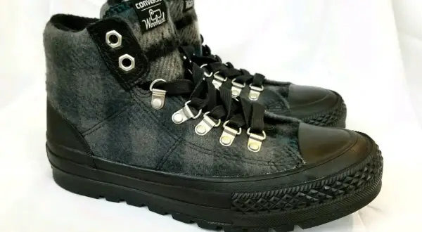 Sneakers alte Converse Woolrich uomo in lana grigia, perfette per l'inverno.