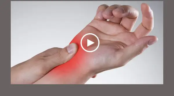 Dolore al polso mano, evidenziato in rosso. Un video mostra come alleviare il fastidio.