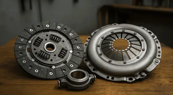 Pièces d'embrayage pour un véhicule diesel. La durée de vie embrayage diesel dépend de l'entretien.