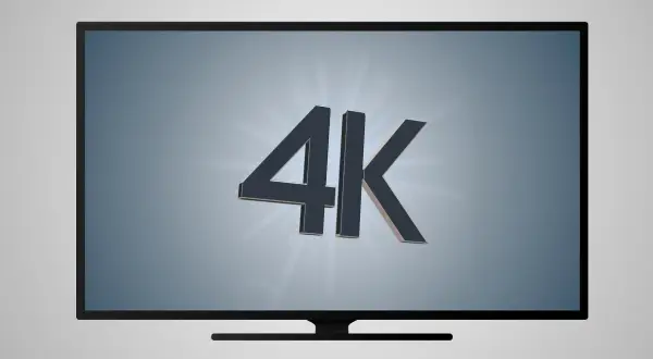 Telewizor z napisem 4K, oferujący obraz w rozdzielczości 2160p.