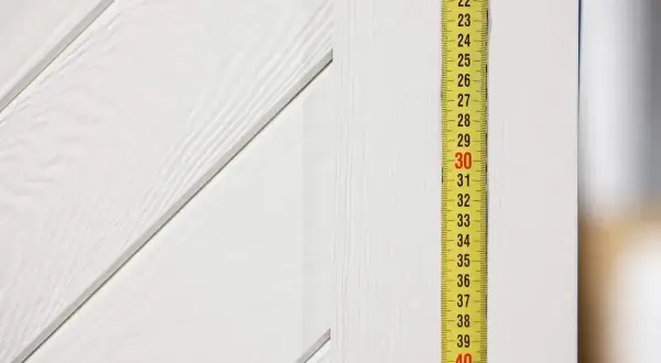 Miarka budowlana pokazuje 30 cm. To pomoże określić, jaki otwór pod drzwi 80 cm będzie potrzebny.