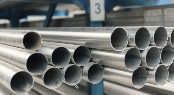 Stalowe rury ułożone w stosy, z widocznym oznaczeniem "60x12-3m", wskazującym na średnicę nominalną i długość.