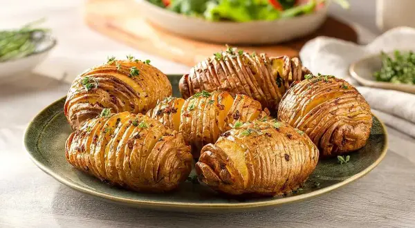 Krispiga potatisar i airfryer, toppade med färska örter. Perfekt tillbehör som ser lika god ut som den smakar.