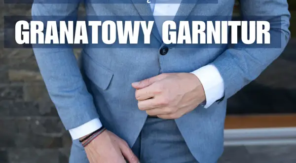 Jaka koszula do granatowego garnituru? Stylizacja z białym kołnierzykiem i mankietami, podkreślona bransoletkami.