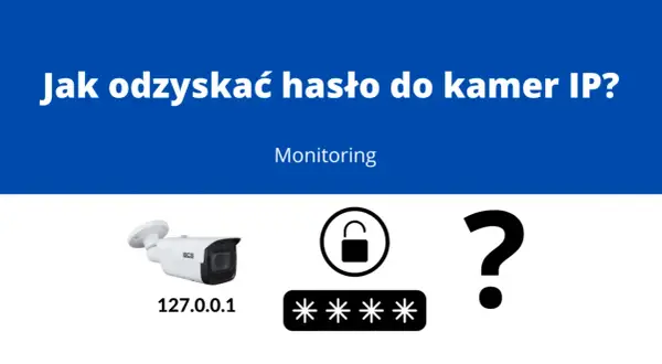 Jak odzyskać hasło do kamer IP? Ikona kamery, adres IP, symbol otwartej kłódki i gwiazdki, znak zapytania. Rozważasz zmianę hasła szyfrowania Hik-Connect?