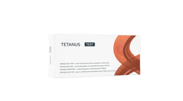 Opakowanie z napisem TETANUS TEST. Służy do oceny ochrony przed tężcem we krwi.