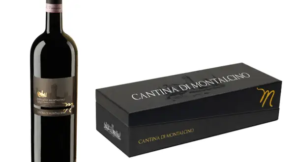 Butelka i pudełko na wino Brunello di Montalcino. Elegancki zestaw dla koneserów.