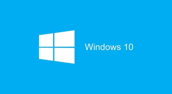 Logo Windows 10 na niebieskim tle. Czas na aktualizację systemu!
