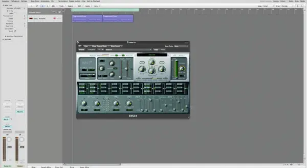 Program w Logic Pro z wtyczką EXS24, gdzie pogłos inaczej jest tworzony przez modulację LFO i obwiednie.