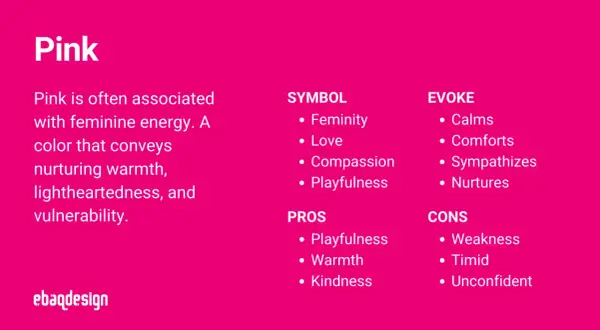 The color pink is associated with feminine energy, conveying warmth, playfulness, and nurturing qualities.