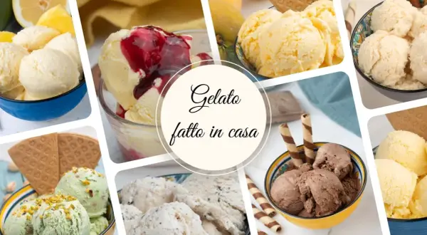 Collage di gelati fatti in casa, perfetti per chi cerca ricette gelato con gelatiera. Gusti vari, dalla crema al pistacchio, per un dessert delizioso.