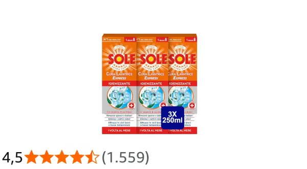 Sole Sole Sole: la cura lavatrice che elimina la puzza. Igenizzante con eucalipto, efficace anche a basse temperature.