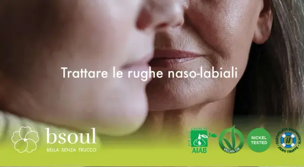Trattare le rughe naso-labiali con prodotti naturali. Il brand bSoul offre soluzioni per una pelle bella senza trucco.
